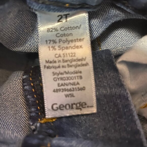 George Toddler Boy’s Blue Stretch Jeans – Size 2T Adjustable Waist Denim - Picture 7 of 7